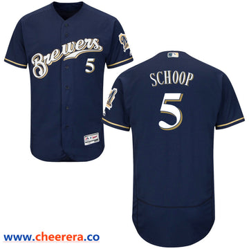 Jonathan Schoop Majestic Milwaukee Brewers navy jersey