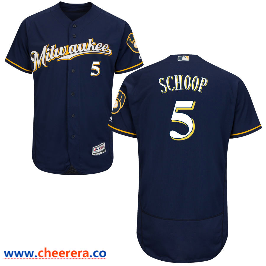 Jonathan Schoop Majestic Milwaukee Brewers navy jersey