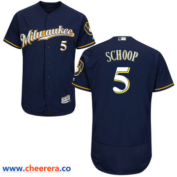 Jonathan Schoop Majestic Milwaukee Brewers navy jersey
