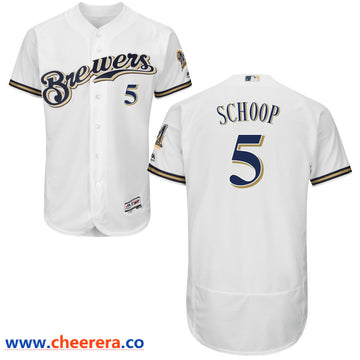 Jonathan Schoop Majestic Milwaukee Brewers white jersey