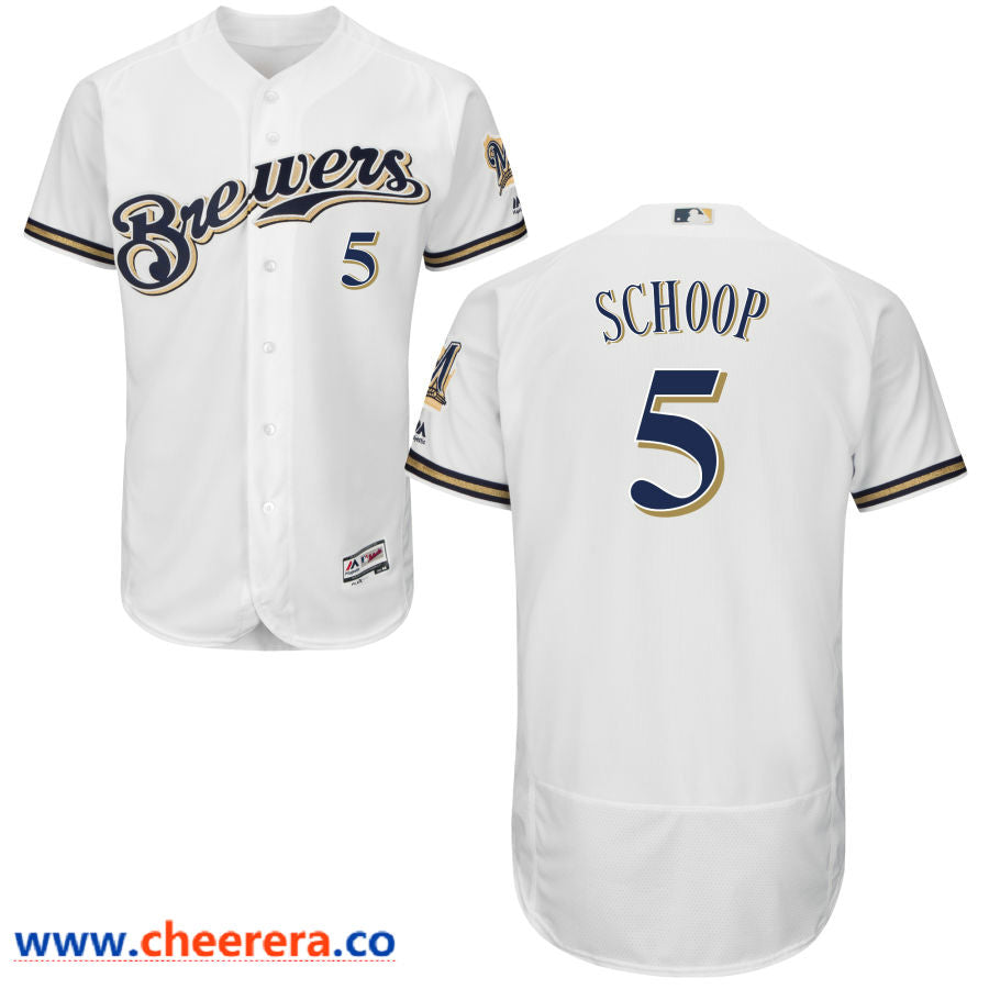 Jonathan Schoop Majestic Milwaukee Brewers white jersey