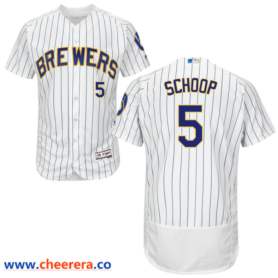 Jonathan Schoop Majestic Milwaukee Brewers white jersey