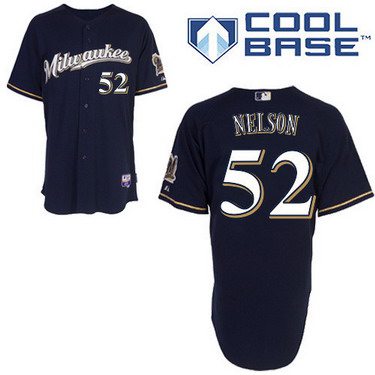 Jimmy Nelson Milwaukee Brewers navy jersey