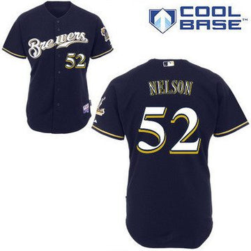 Jimmy Nelson Milwaukee Brewers navy jersey