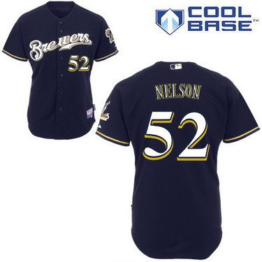 Jimmy Nelson Milwaukee Brewers navy jersey