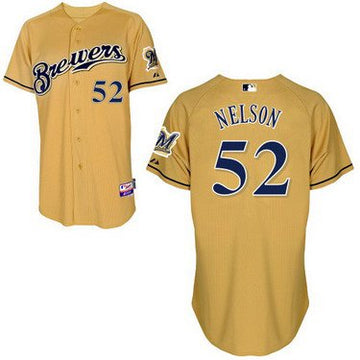 Jimmy Nelson Milwaukee Brewers yellow jersey