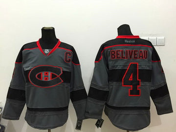 Jean Beliveau Montreal Canadiens charcoal jersey