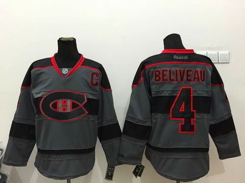 Jean Beliveau Montreal Canadiens charcoal jersey