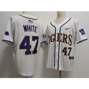 NCAA LSU Tigers white Vapor jersey