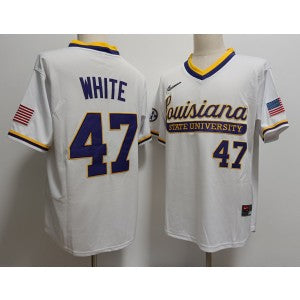 NCAA LSU Tigers white Vapor jersey
