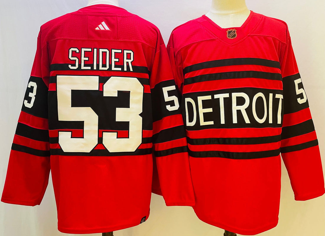 NHL Detroit Red Wings red Retro jersey