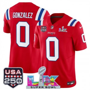 Christian Gonzalez New England Patriots red Vapor jersey