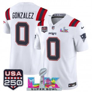 Christian Gonzalez New England Patriots white Vapor jersey