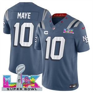Drake Maye New England Patriots blue Vapor jersey