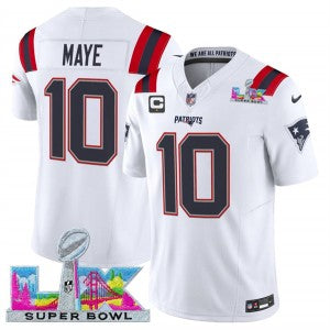 Drake Maye New England Patriots white Vapor jersey
