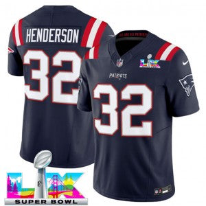 TreVeyon Henderson New England Patriots navy Vapor jersey
