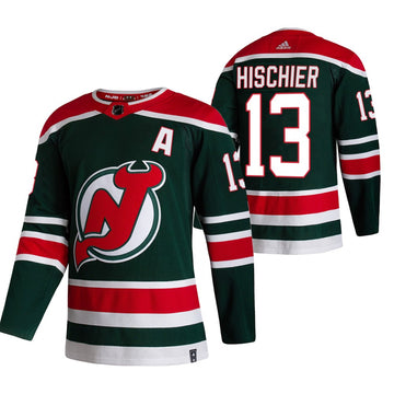 New Nico Hischier New Jersey Devils green Reverse Retro jersey