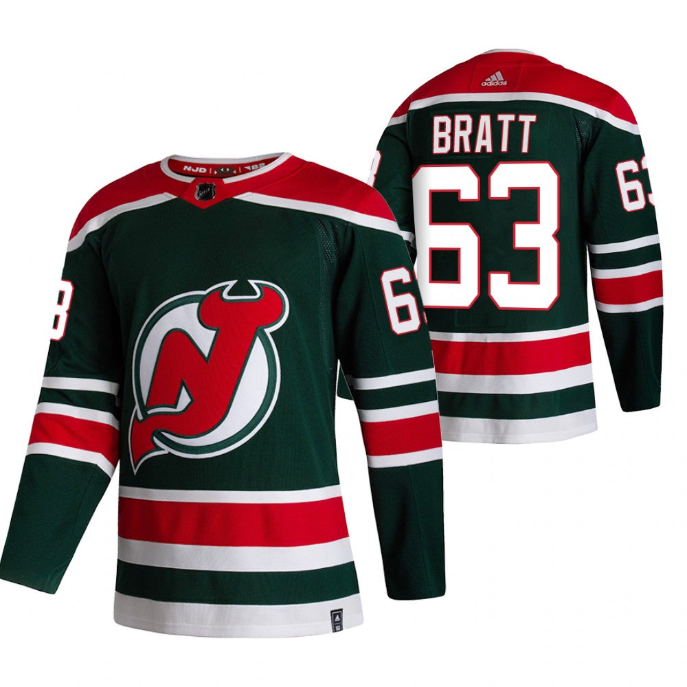 New Jesper Bratt New Jersey Devils green Reverse Retro jersey