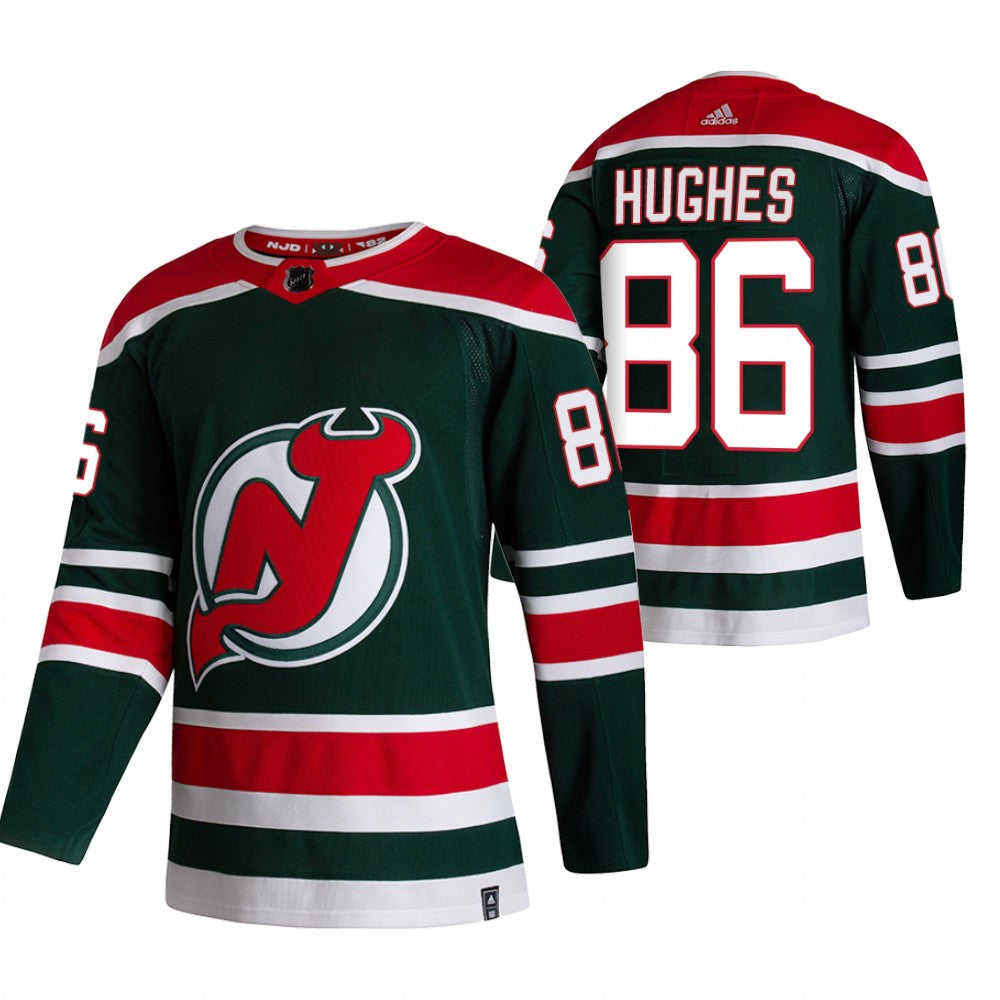 New Jack Hughes New Jersey Devils green Reverse Retro jersey
