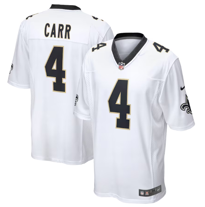 Derek Carr New Orleans Saints white jersey
