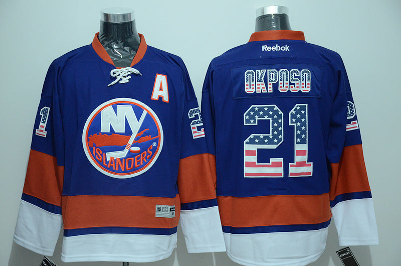 Kyle Okposo Reebok New York Islanders blue jersey