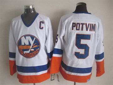 Denis Potvin New York Islanders white Throwback jersey