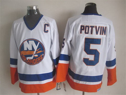 Denis Potvin New York Islanders white Throwback jersey