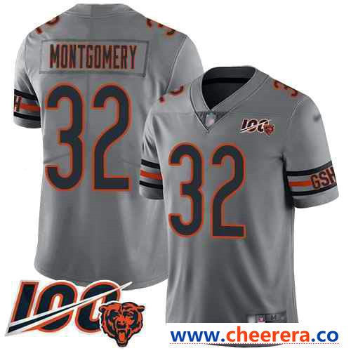 Nike David Montgomery Chicago Bears silver Inverted Legend jersey