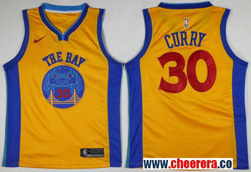 Nike Stephen Curry Golden State Warriors gold jersey