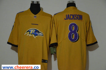Nike Lamar Jackson Baltimore Ravens yellow Vapor jersey