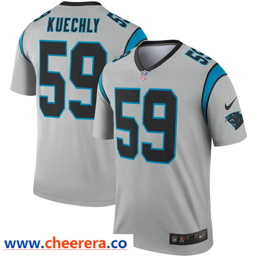 Nike Luke Kuechly Carolina Panthers silver Inverted Legend jersey