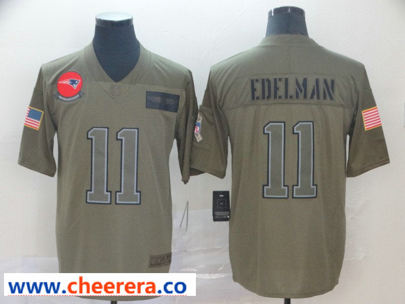 Nike Julian Edelman New England Patriots olive Salute To Service jersey