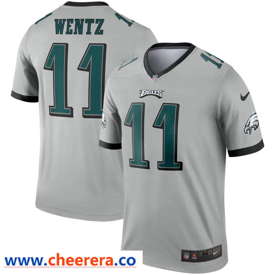 Nike Carson Wentz Philadelphia Eagles silver Inverted Legend jersey