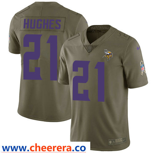 Nike Mike Hughes Minnesota Vikings olive Salute To Service jersey