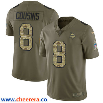 Nike Kirk Cousins Minnesota Vikings olive Salute To Service jersey