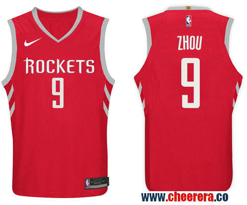 Nike NBA Zhou Qi Houston Rockets red jersey