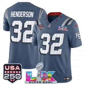 TreVeyon Henderson New England Patriots blue Vapor jersey