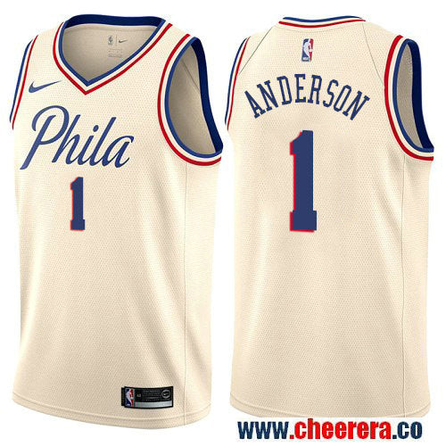 Justin Anderson Philadelphia 76ers cream jersey