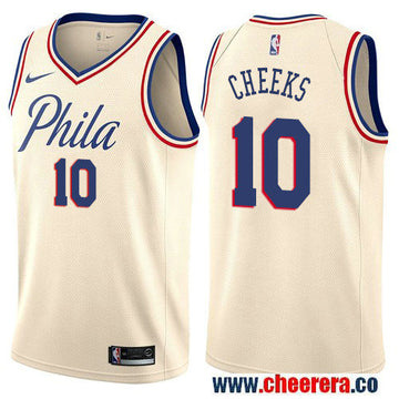 Maurice Cheeks Philadelphia 76ers cream jersey