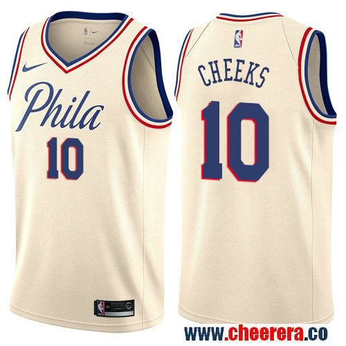 Maurice Cheeks Philadelphia 76ers cream jersey