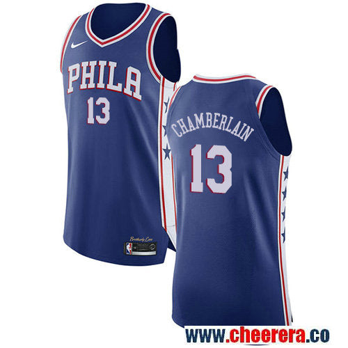 Wilt Chamberlain Philadelphia 76ers blue jersey