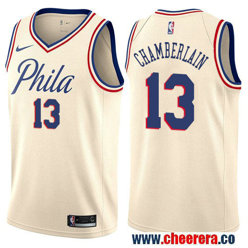 Wilt Chamberlain Philadelphia 76ers cream jersey
