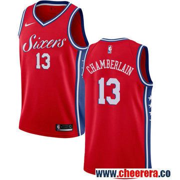Wilt Chamberlain Philadelphia 76ers red jersey