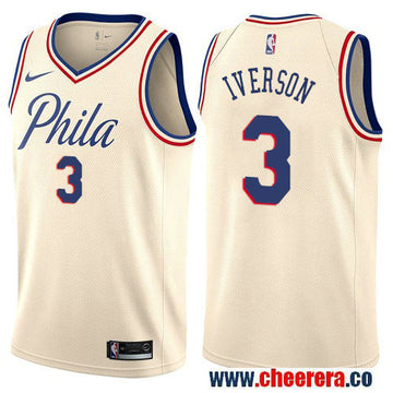 Allen Iverson Philadelphia 76ers cream jersey