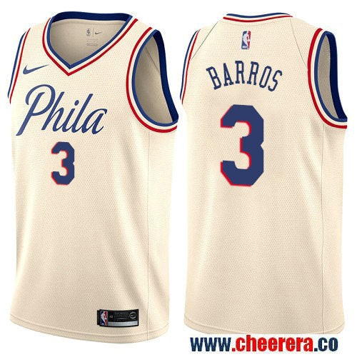 Dana Barros Philadelphia 76ers cream jersey