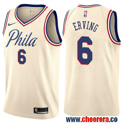 Julius Erving Philadelphia 76ers cream jersey