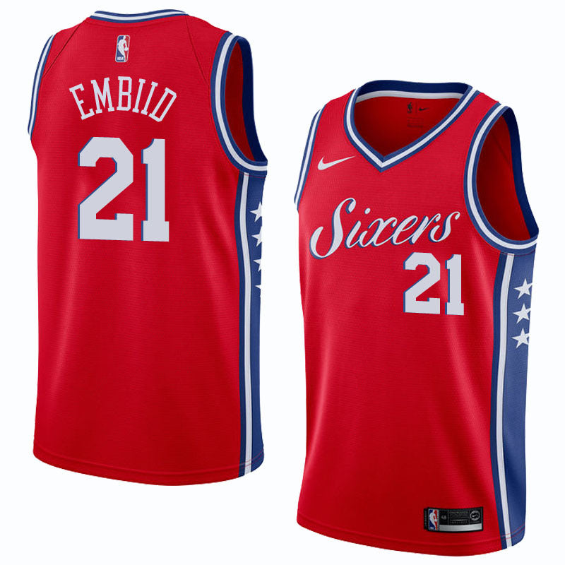 Embiid Philadelphia 76ers red jersey