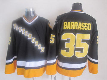 Tom Barrasso Pittsburgh Penguins black Throwback jersey