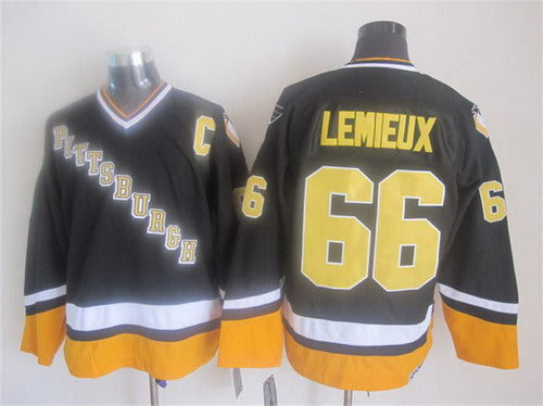 Mario Lemieux Pittsburgh Penguins black Throwback jersey