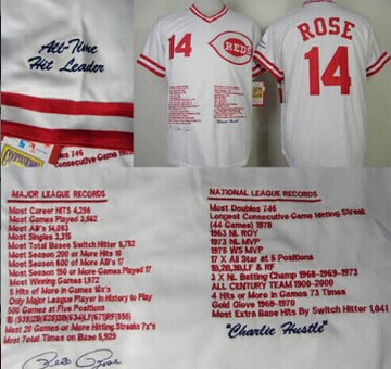 Pete Rose Cincinnati Reds white Throwback jersey